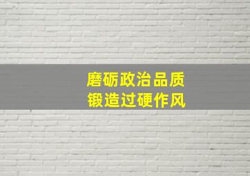 磨砺政治品质 锻造过硬作风